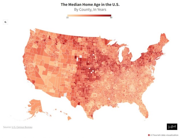 Median age of housing by state and county | Legally Sociable